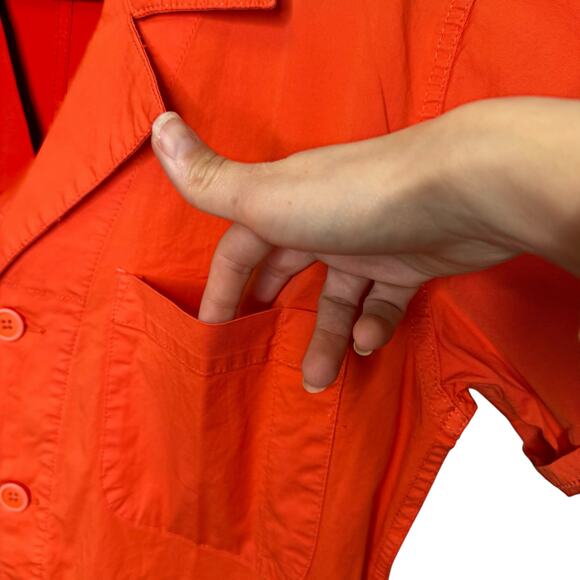 Pistola Blood Orange Short Sleeve Button Up Cotton Romper Womens Small - Picture 5 of 9